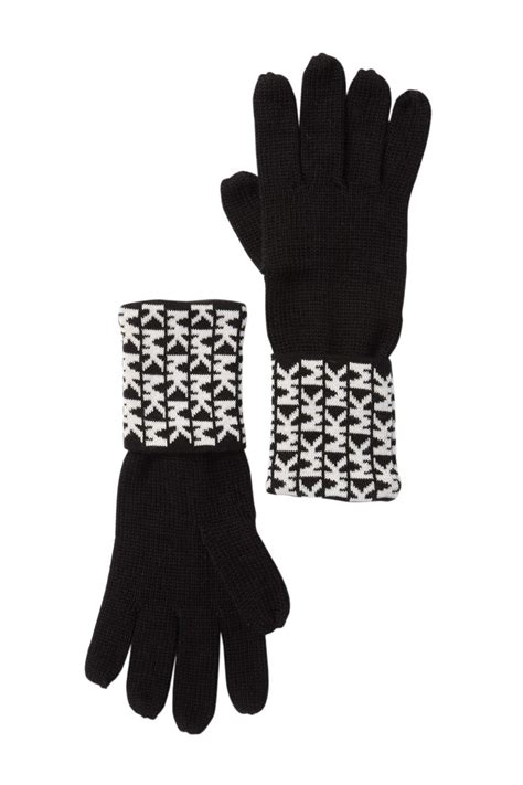 Michael Kors Women's Knit Gloves, Black/White 